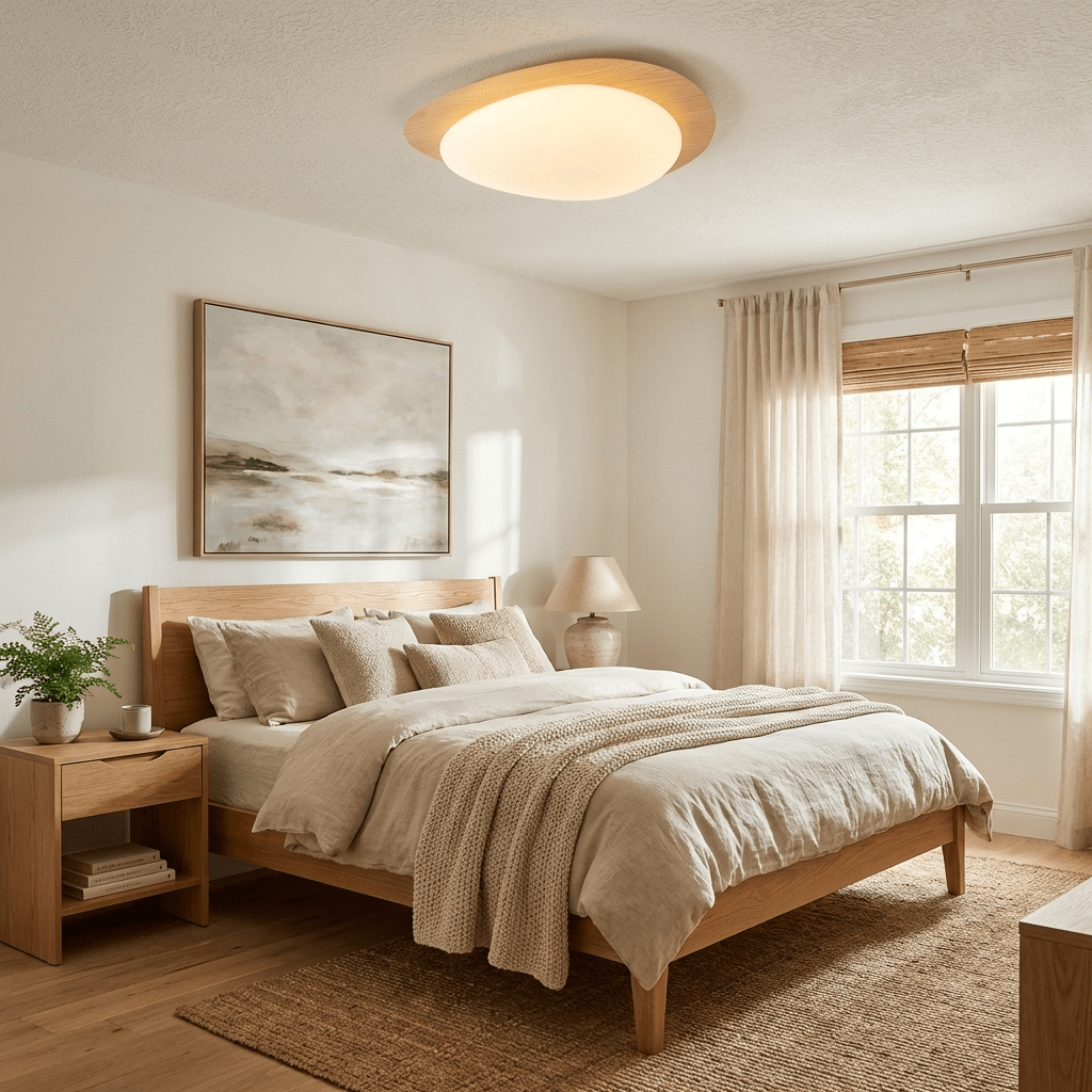 Modern Round Flush Mount Ceiling Light with Metal Rim