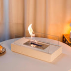 Portable Bioethanol Tabletop Fireplace with Tempered Glass Smokeless Indoor Outdoor Table Fire Pit