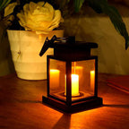 Solar Candle Lantern Outdoor Hanging LED Flameless Candle Light Waterproof Retro Garden Lantern for Tree Patio and Porch