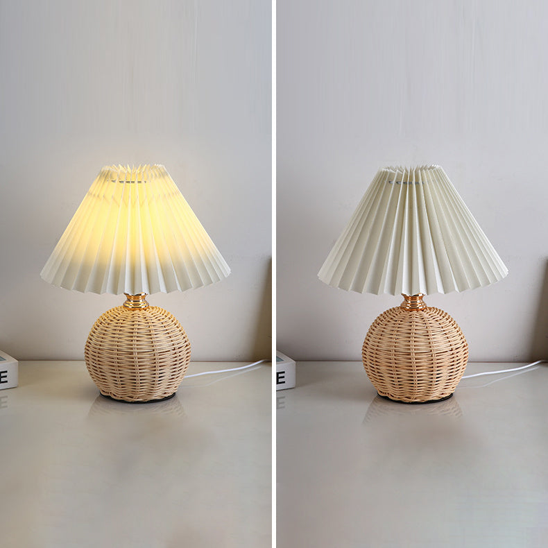 Bohemian Rattan Table Lamp With Tri-Color Dimmable Light — Harbor Light Co.
