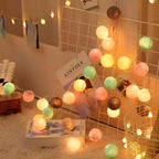Cotton Ball String Lights LED Garland Fairy Lights USB or Battery Powered for Bedroom Nursery and Party Decor