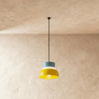 Modern Aluminum Two-Tone Pendant Light With Warm LED Glow in Blue and Yellow — Harbor Light Co.