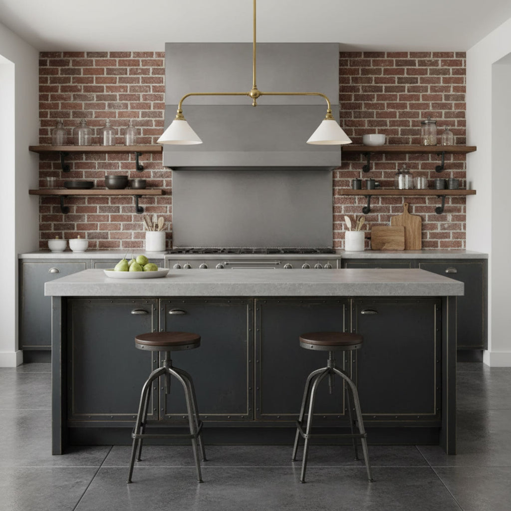 Modern Brass Pendant Light With Ceramic Shades for Dining Room — Harbor Light Co.