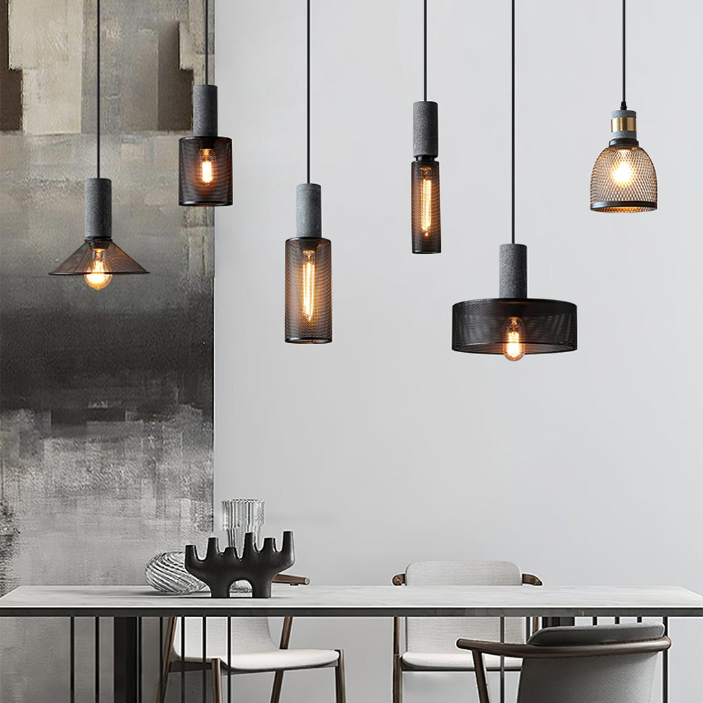 Industrial Wrought Iron Concrete Pendant Light With Warm LED Glow — Harbor Light Co.