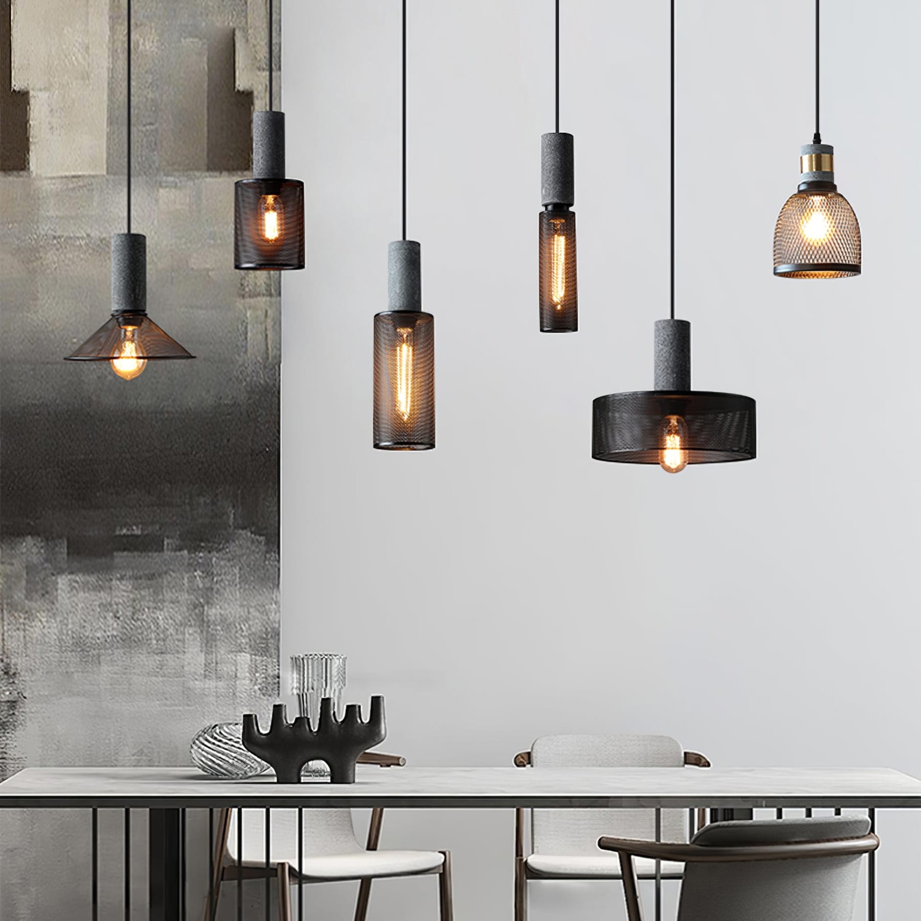 Industrial Wrought Iron Concrete Pendant Light With Warm LED Glow — Harbor Light Co.