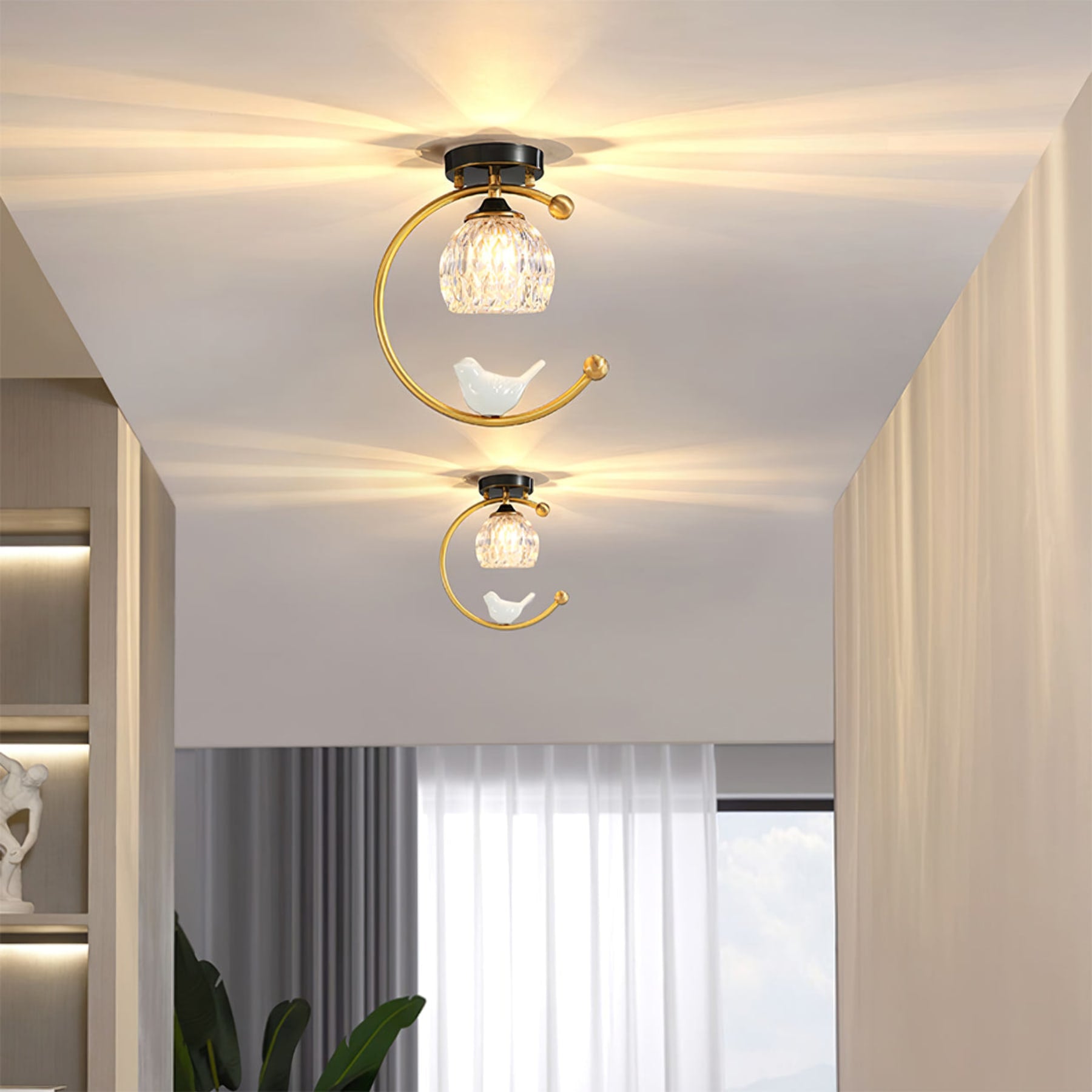 Modern Brass Semi-Flush Ceiling Light for Living Room — Harbor Light Co.