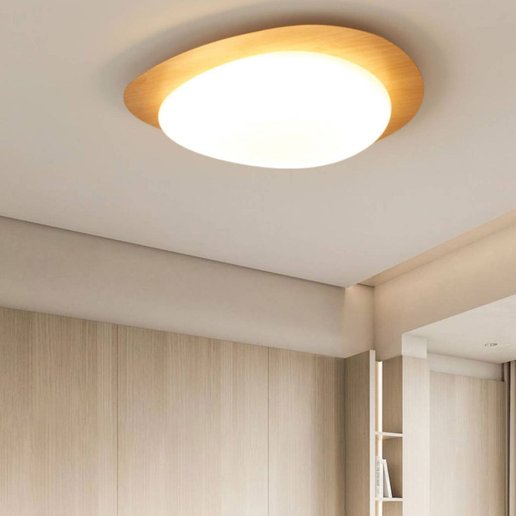 Modern Wood Flush Mount Ceiling Light With Stepless Remote Dimming — Harbor Light Co.