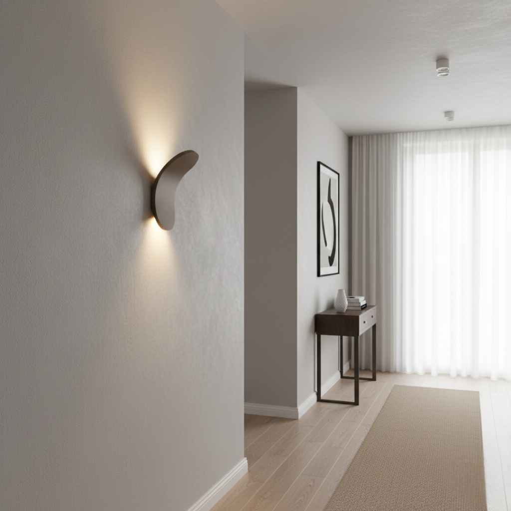 Scandinavian Metal LED Light Wall Sconce with Curved Shade