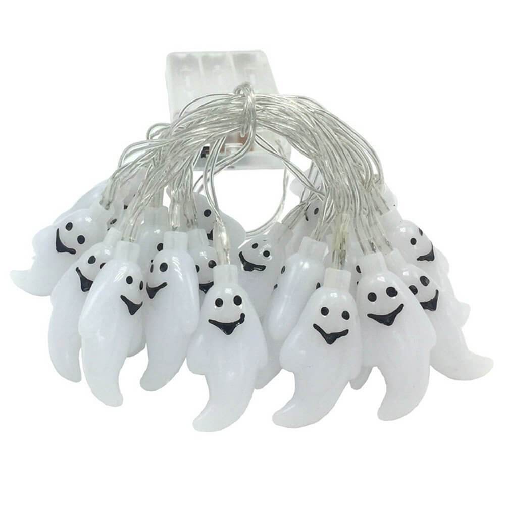Halloween Ghost LED Fairy Lights Ghost Shaped String Light Plastic Decorative Lighting for Halloween Party Garden and Bedroom