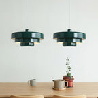 Mid-Century Metal Dining Room Pendant Light with Layered Disc Shade