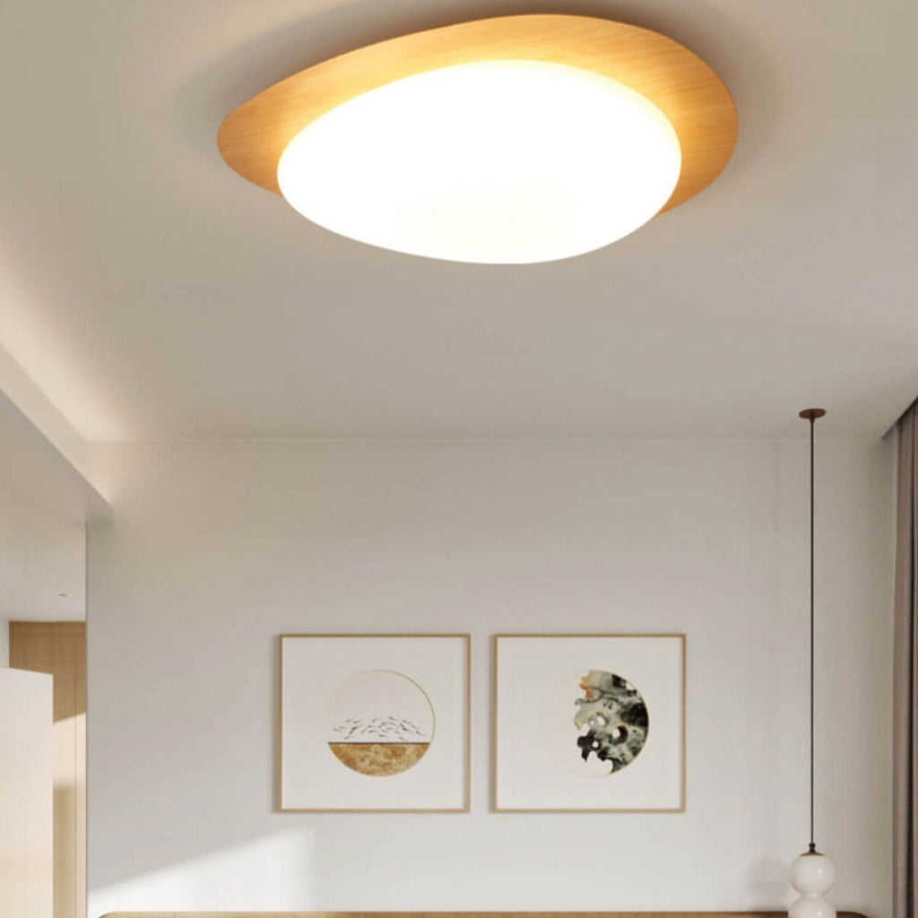 Modern Wood Flush Mount Ceiling Light With Stepless Remote Dimming — Harbor Light Co.
