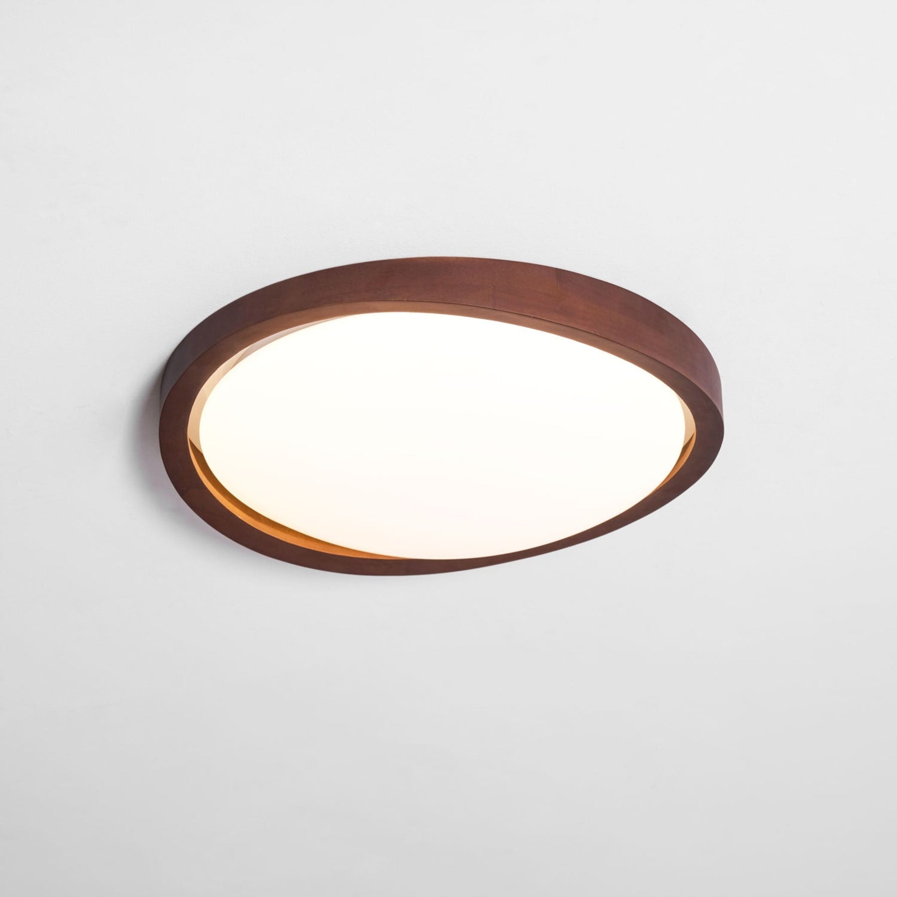 Modern Wood Flush Mount Ceiling Light With Tri-Color Glow — Harbor Light Co.
