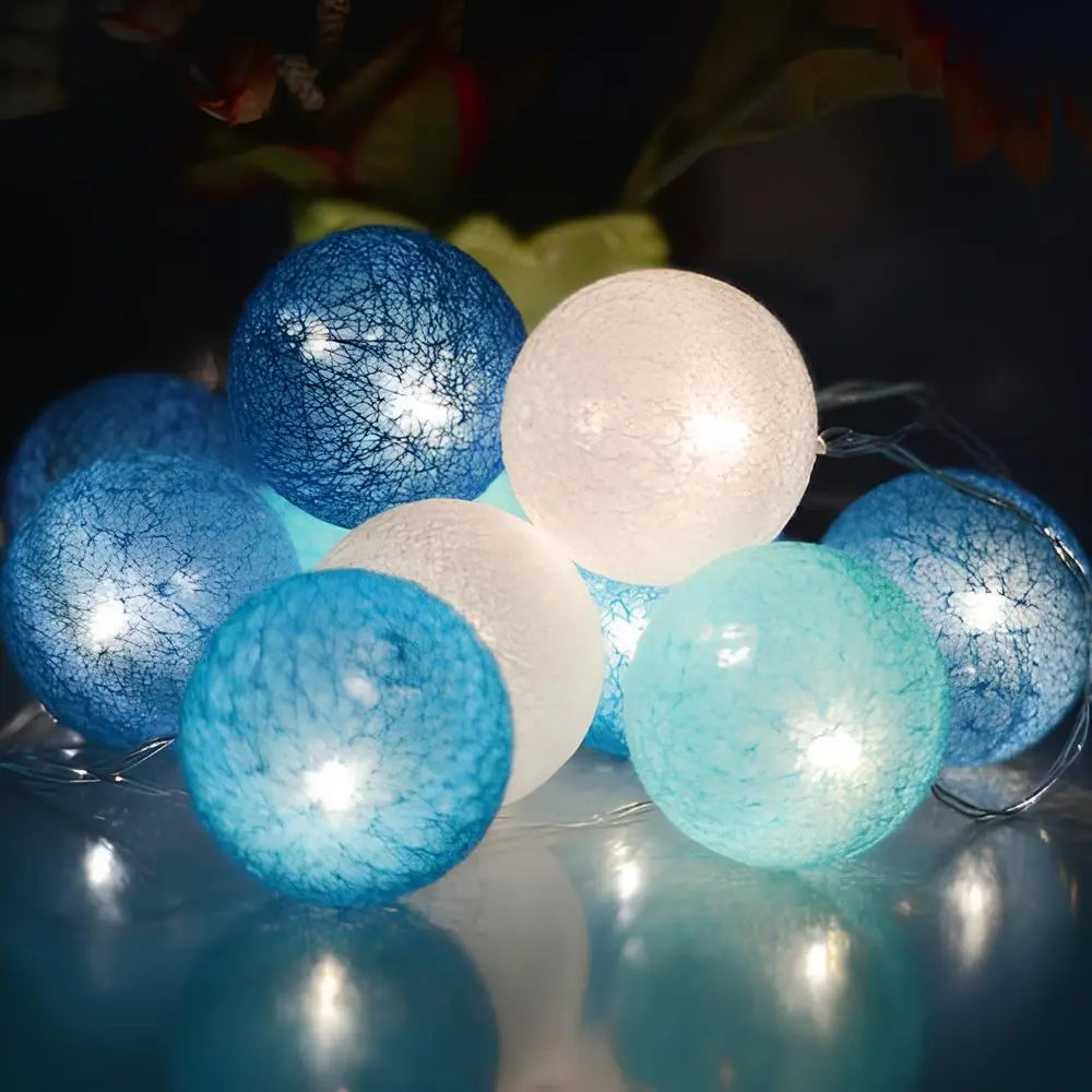 Cotton Ball String Lights LED Garland Fairy Lights USB or Battery Powered for Bedroom Nursery and Party Decor