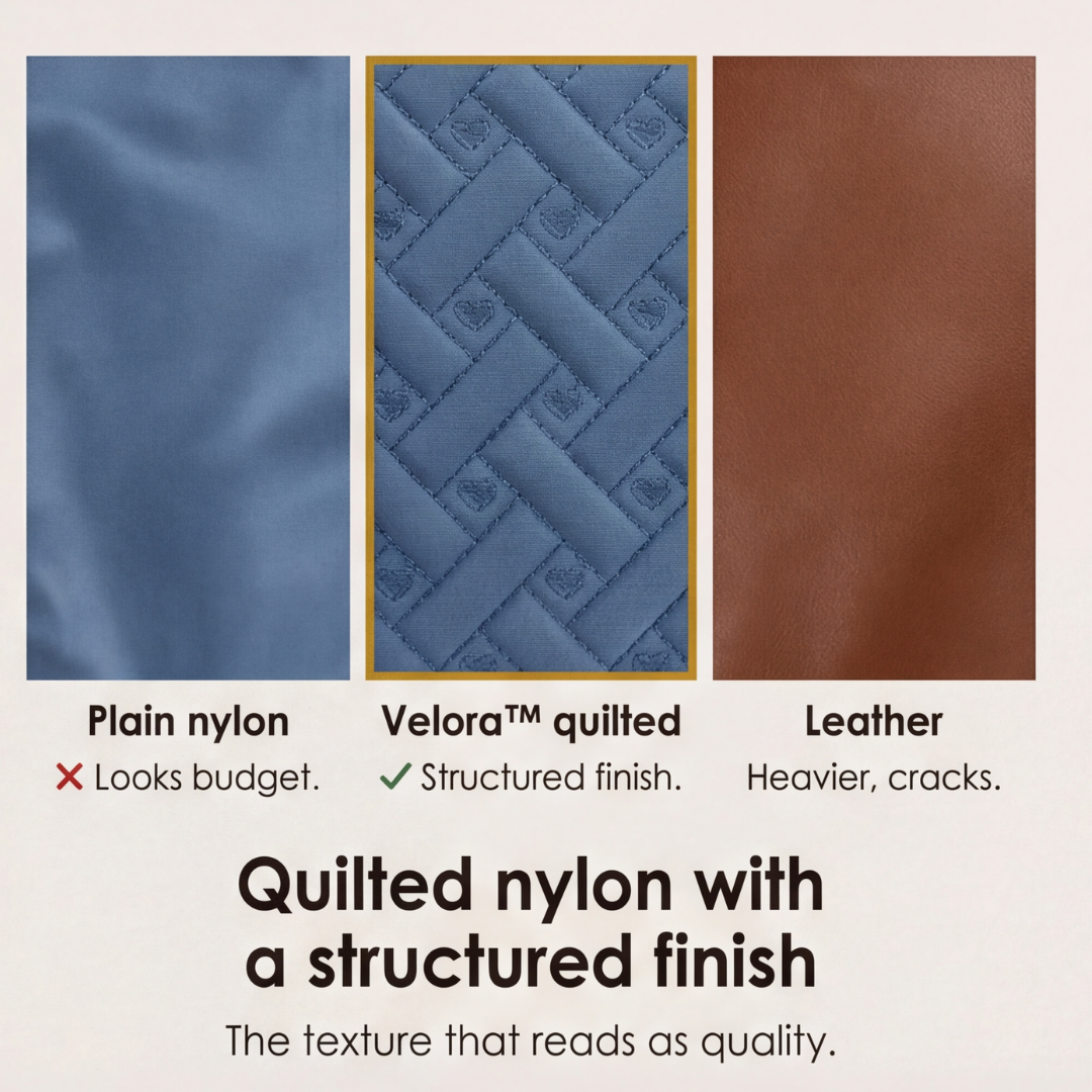 Lightweight Quilted Nylon Crossbody Bag with Multiple Zippered Pockets