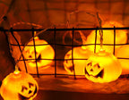 Halloween Pumpkin LED String Light Festive Carved Pumpkin Lanterns Plastic Decorative Lamp String for Party Garden and Dormitory