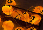 Halloween Pumpkin LED String Light Festive Carved Pumpkin Lanterns Plastic Decorative Lamp String for Party Garden and Dormitory