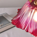 Retro Glass Flower Pendant Light with Brass Finish