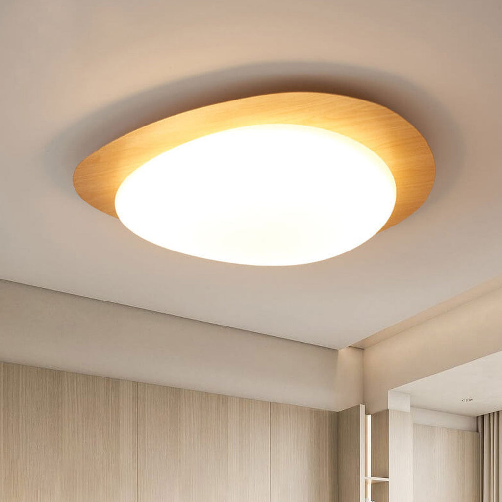 Modern Wood Flush Mount Ceiling Light With Stepless Remote Dimming — Harbor Light Co.
