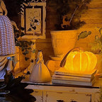 Solar Pumpkin Light Outdoor Waterproof Resin LED Pumpkin Lantern Halloween Landscape Light Warm White Garden Patio and Path Decoration