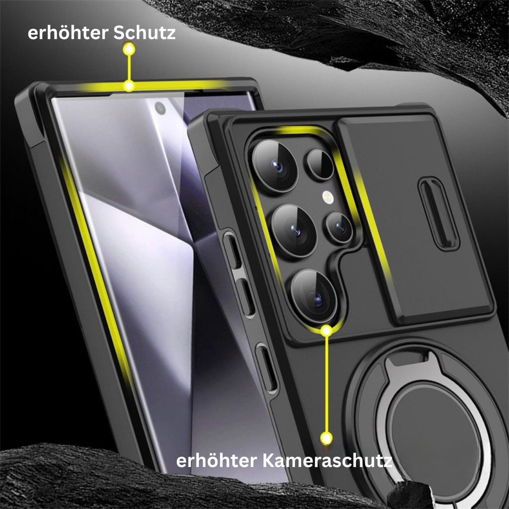 Samsung Galaxy S Series Case with Magnetic Ring Stand and Sliding Camera Cover Shockproof MagSafe Compatible Protective Phone Case