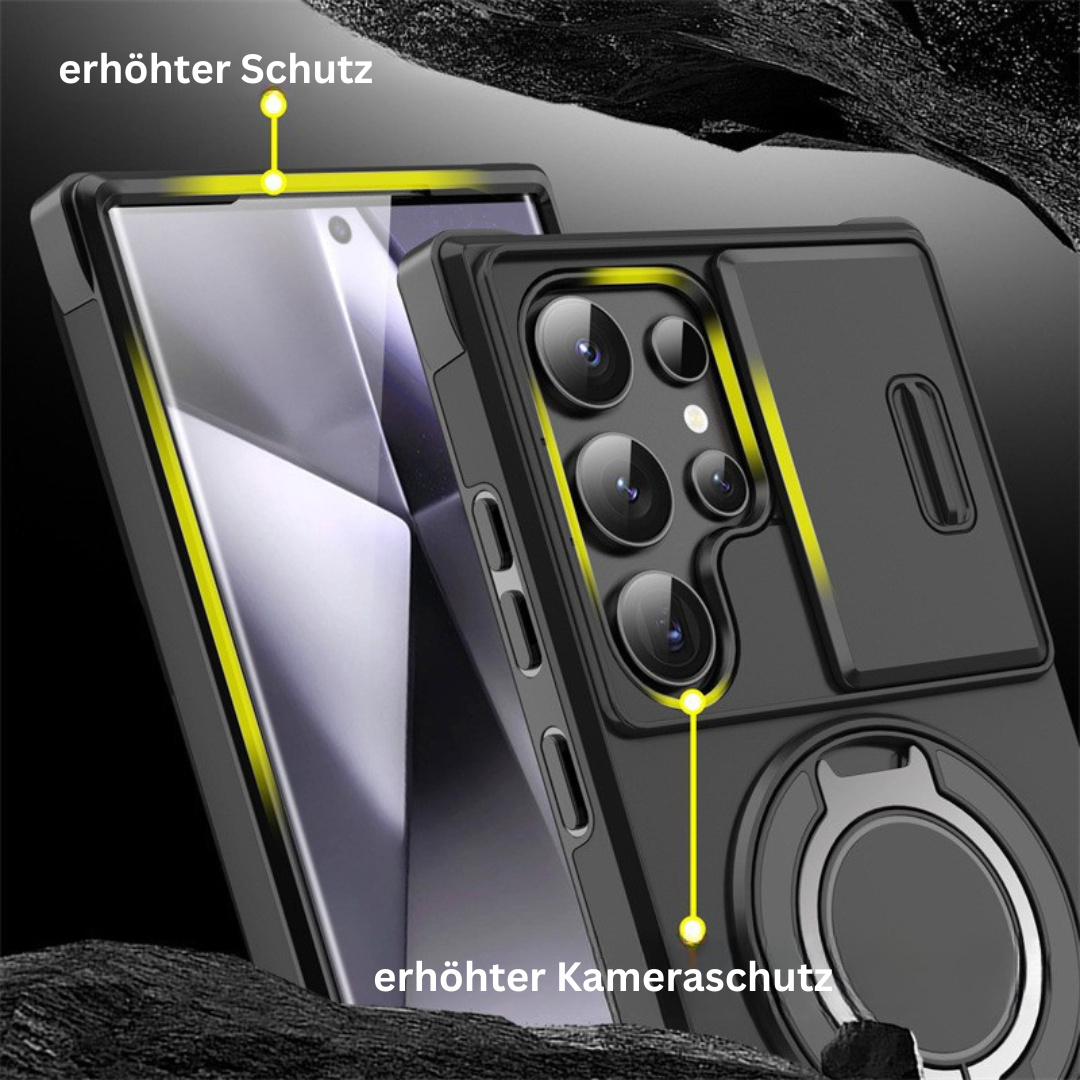 Samsung Galaxy S Series Case with Magnetic Ring Stand and Sliding Camera Cover Shockproof MagSafe Compatible Protective Phone Case