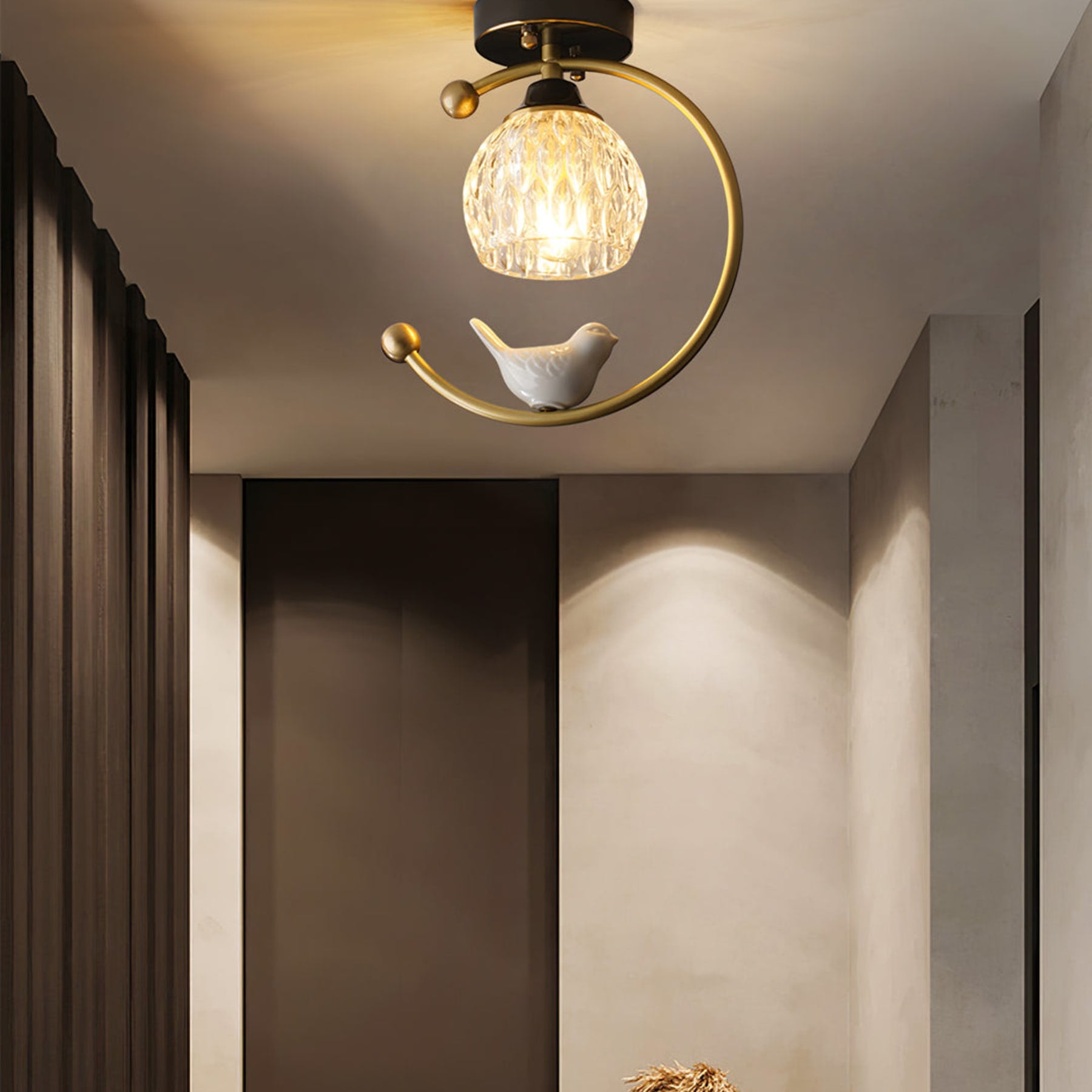 Modern Brass Semi-Flush Ceiling Light for Living Room — Harbor Light Co.