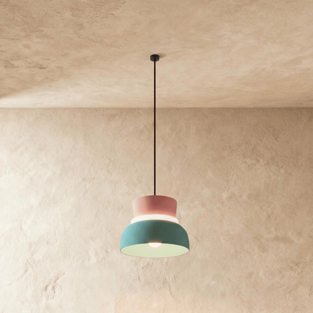 Modern Aluminum Two-Tone Pendant Light With Warm LED Glow in Pink and Blue — Harbor Light Co.