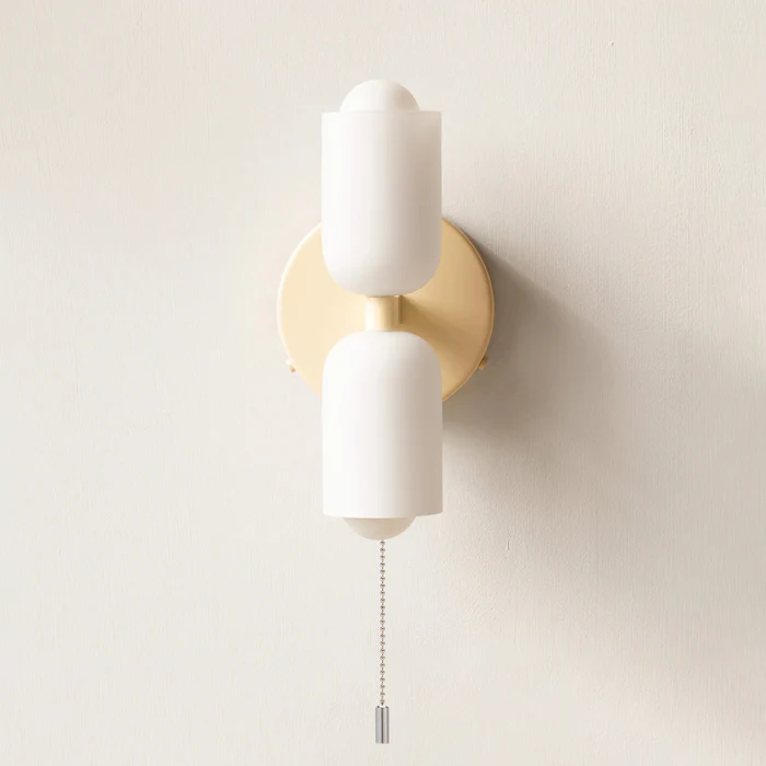Vintage 2-Light Glass Wall Sconce with Round Backplate
