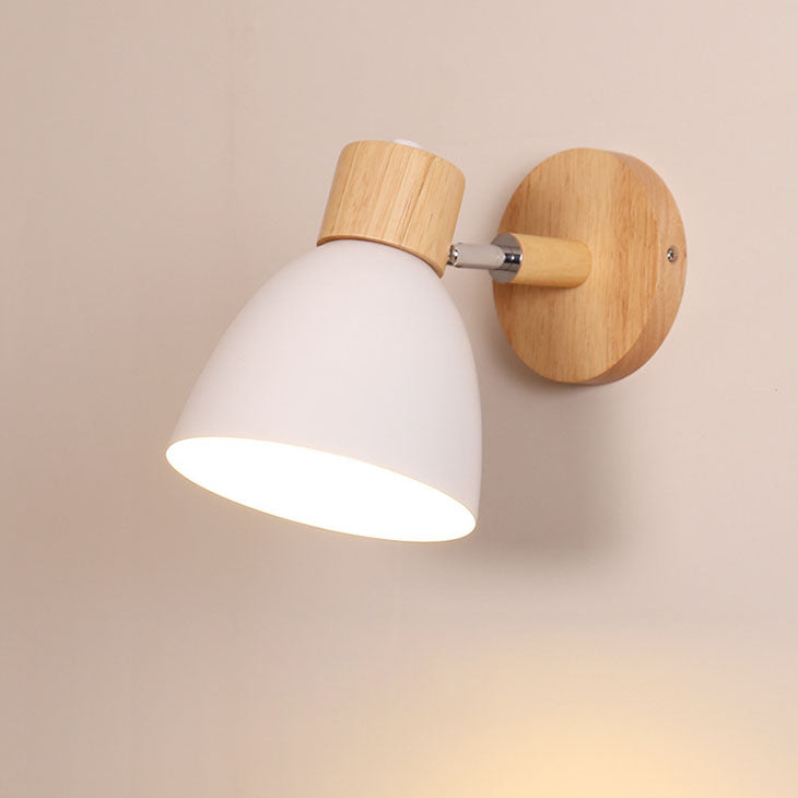 Modern Wooden Cone Shade Wall Sconce with Pull Chain