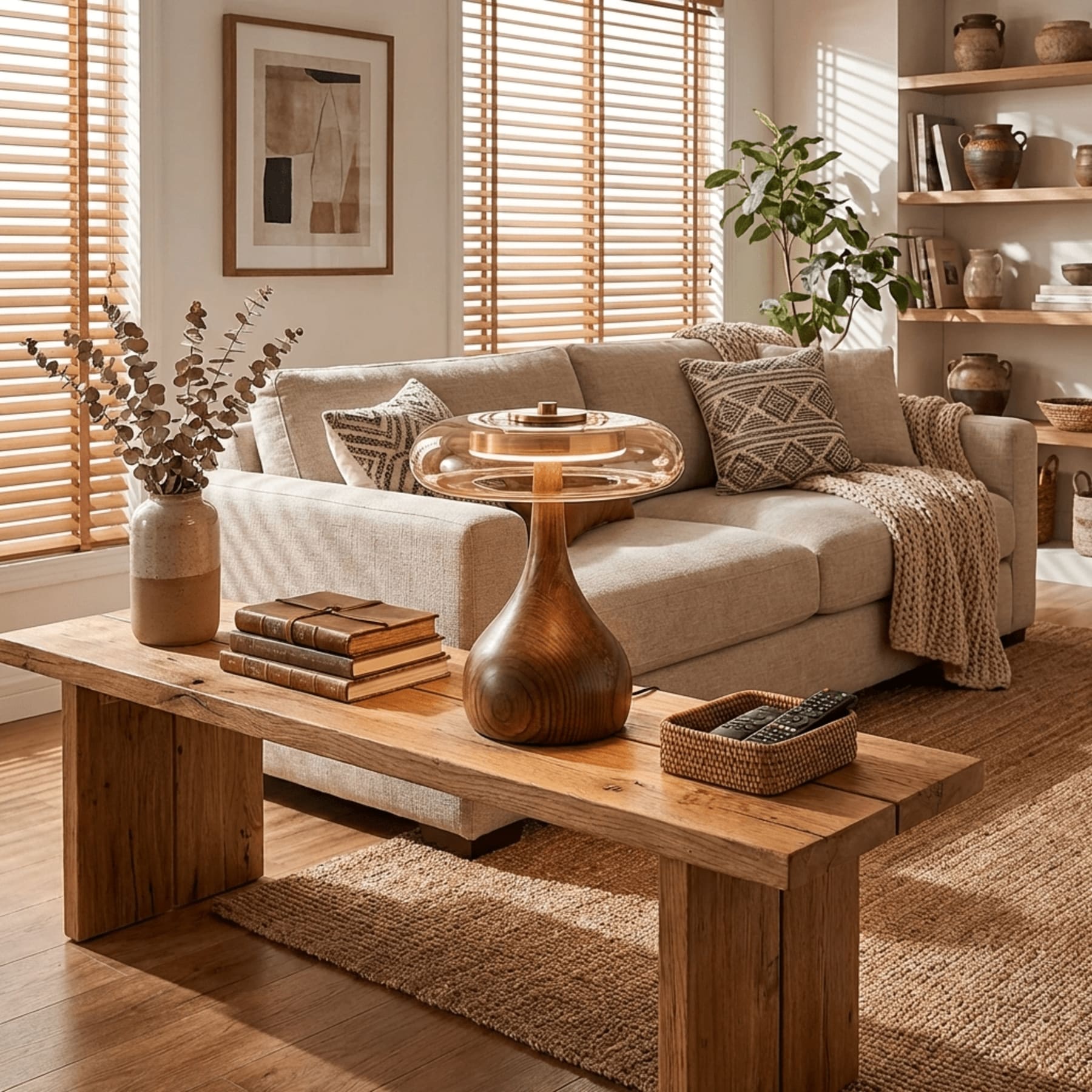 Modern Ash Wood and Brass Table Lamp for Living Room — Harbor Light Co.
