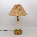 Retro Pleated Metal Table Lamp for Living Room and Bedroom in Khaki Pleated + White Base — Harbor Light Co.