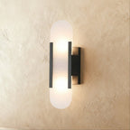 Modern Brass Wall Light With Warm LED Glow in Black — Harbor Light Co.