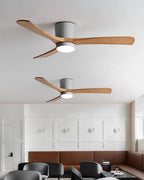 Modern Wooden Ceiling Fan with Remote Control and LED Light