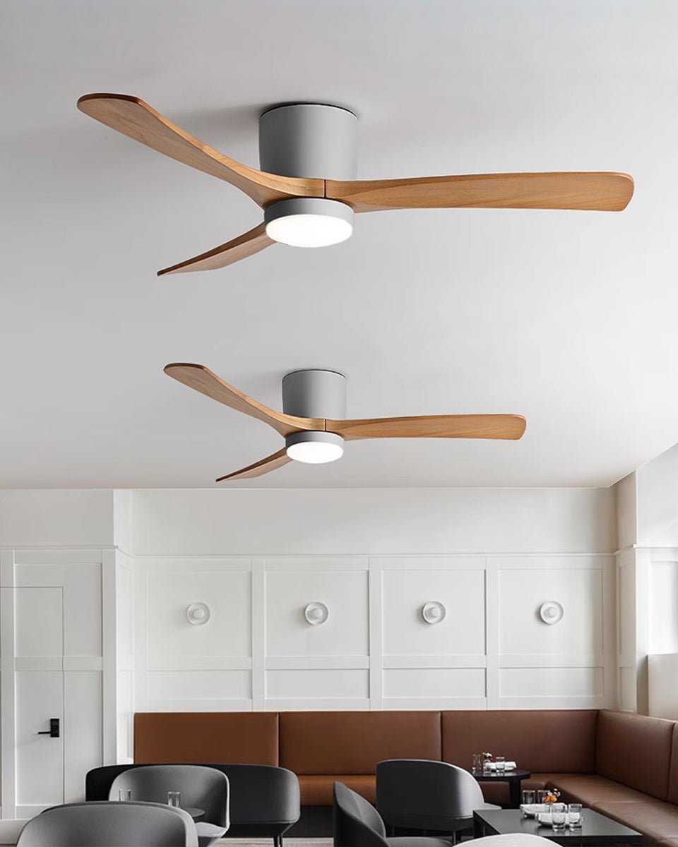 Modern Wooden Ceiling Fan with Remote Control and LED Light