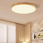 Ultra Thin Solid Wood Round Flush Mount LED Ceiling Light