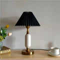 Retro Pleated Metal Table Lamp for Living Room and Bedroom in Black Pleated + White Base — Harbor Light Co.