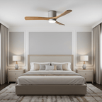 Modern Wooden Ceiling Fan with Remote Control and LED Light