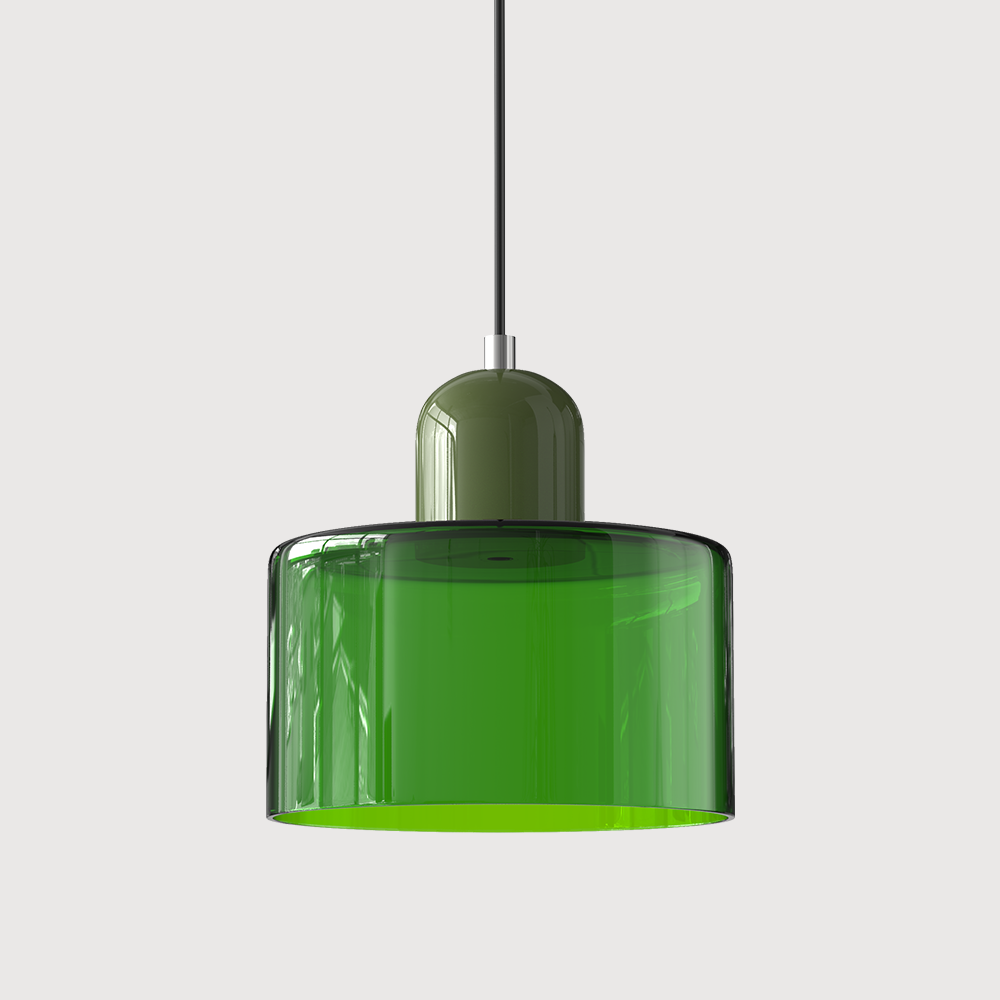 Bauhaus Glass Pendant Light with E27 Socket and Adjustable Cord