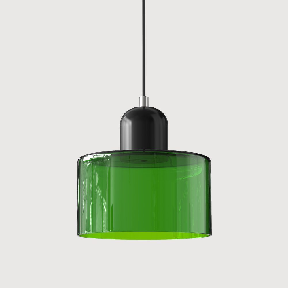Bauhaus Glass Pendant Light with E27 Socket and Adjustable Cord