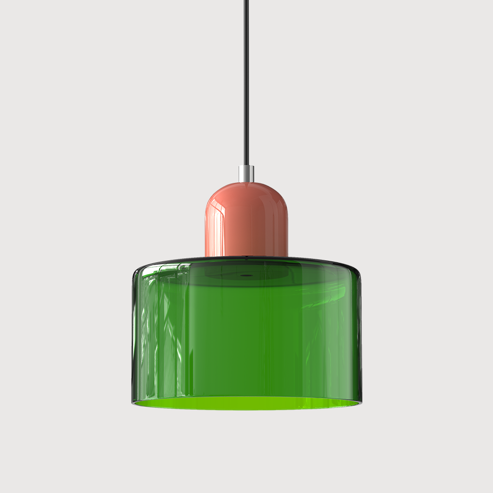 Bauhaus Glass Pendant Light with E27 Socket and Adjustable Cord