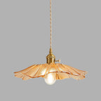 Retro Glass Flower Pendant Light with Brass Finish