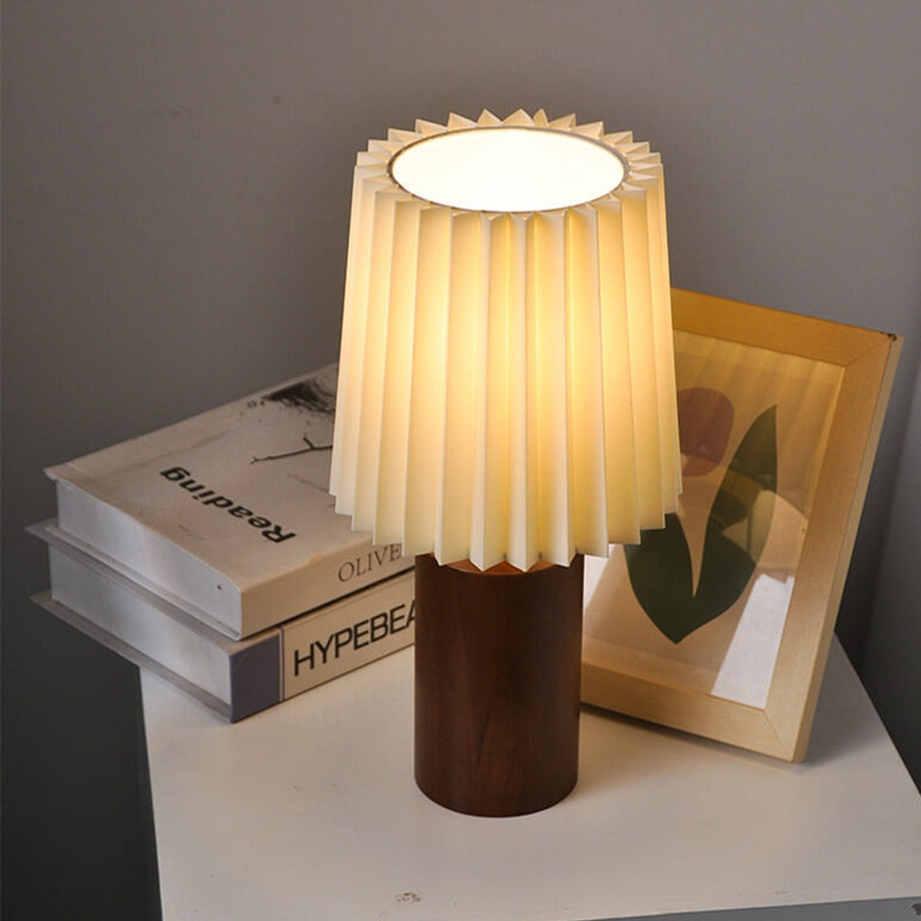 Retro Wood Table Lamp With Fabric Shade for Living Room — Harbor Light Co.