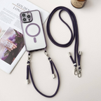 iPhone Crossbody Phone Case with Adjustable Lanyard Strap Compatible with MagSafe Clear Electroplated Cover