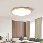 Ultra Thin Solid Wood Round Flush Mount LED Ceiling Light