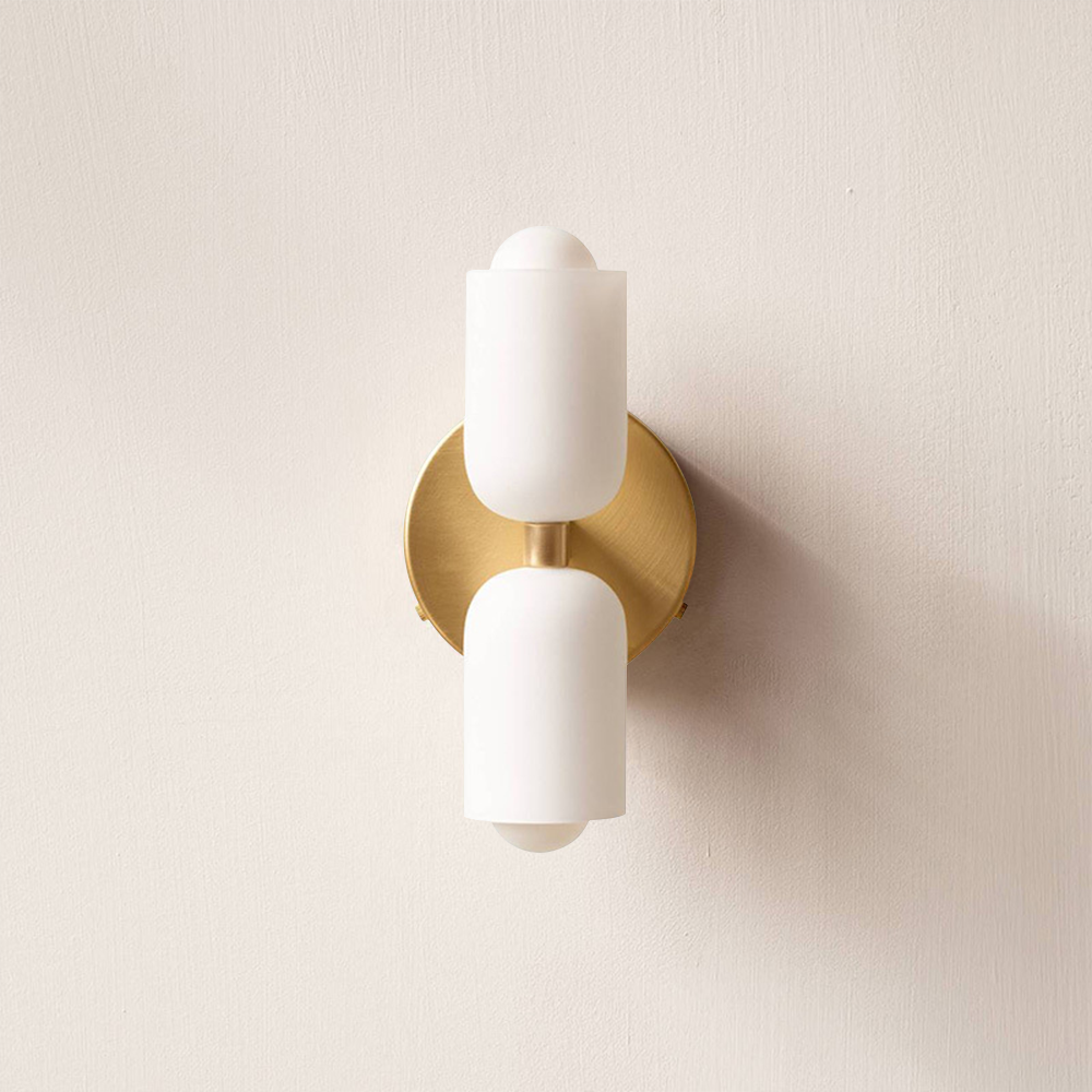 Vintage 2-Light Glass Wall Sconce with Round Backplate