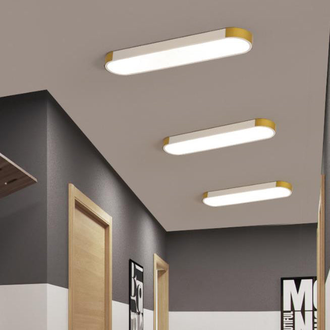 Modern Linear Metal Flush Mount Ceiling Light With Dimmable Remote in White — Harbor Light Co.