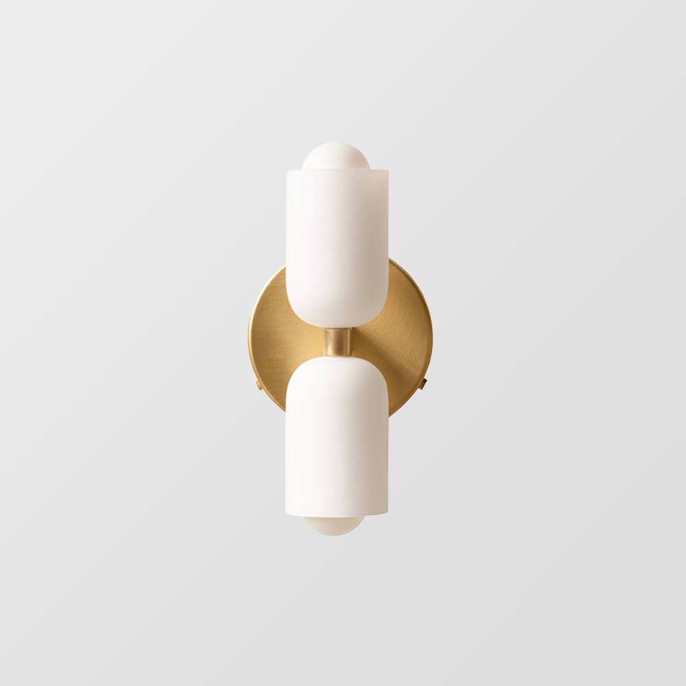Vintage 2-Light Glass Wall Sconce with Round Backplate