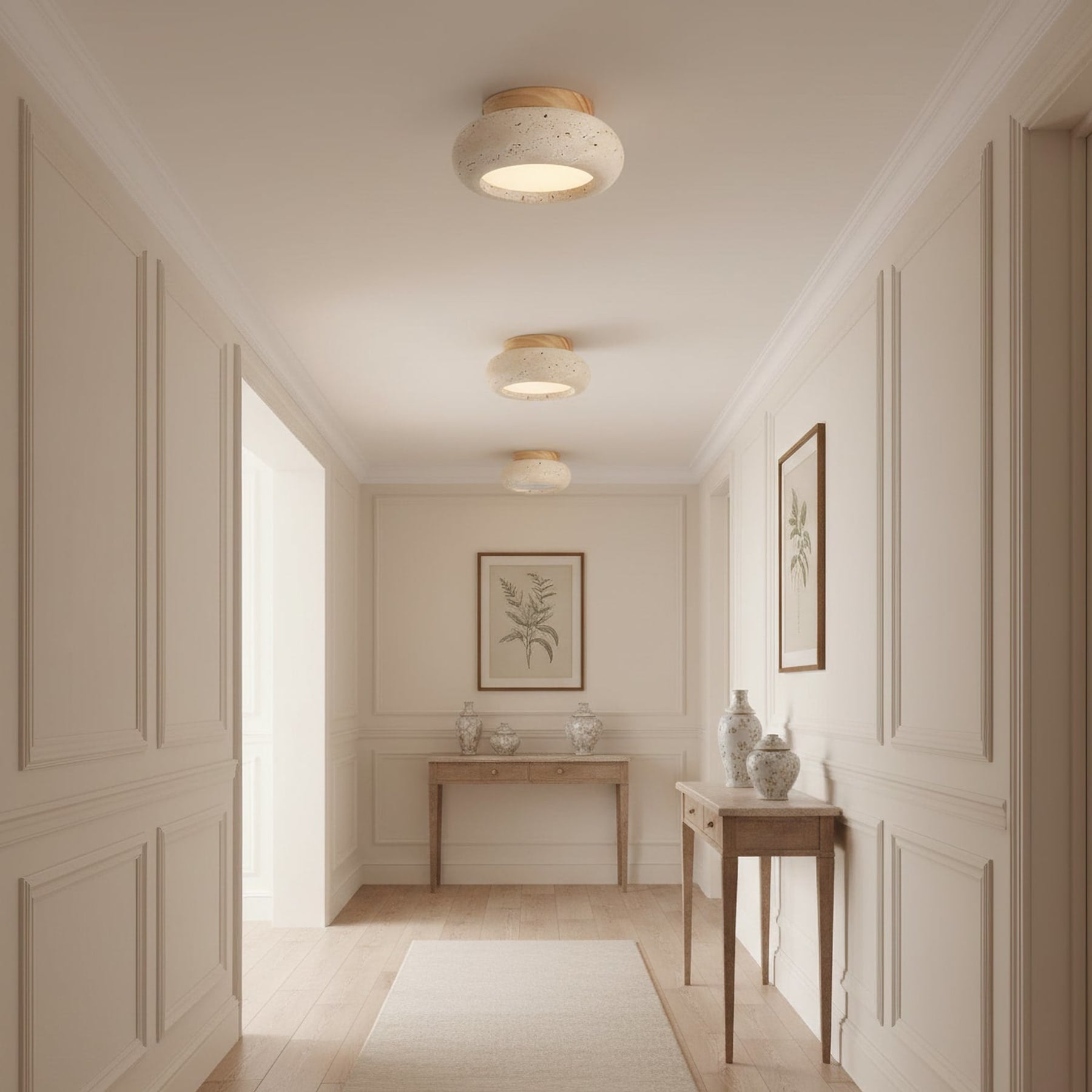 Modern Travertine Flush Mount Ceiling Light — Harbor Light Co.