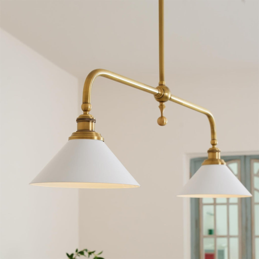 Modern Brass Pendant Light With Ceramic Shades for Dining Room — Harbor Light Co.