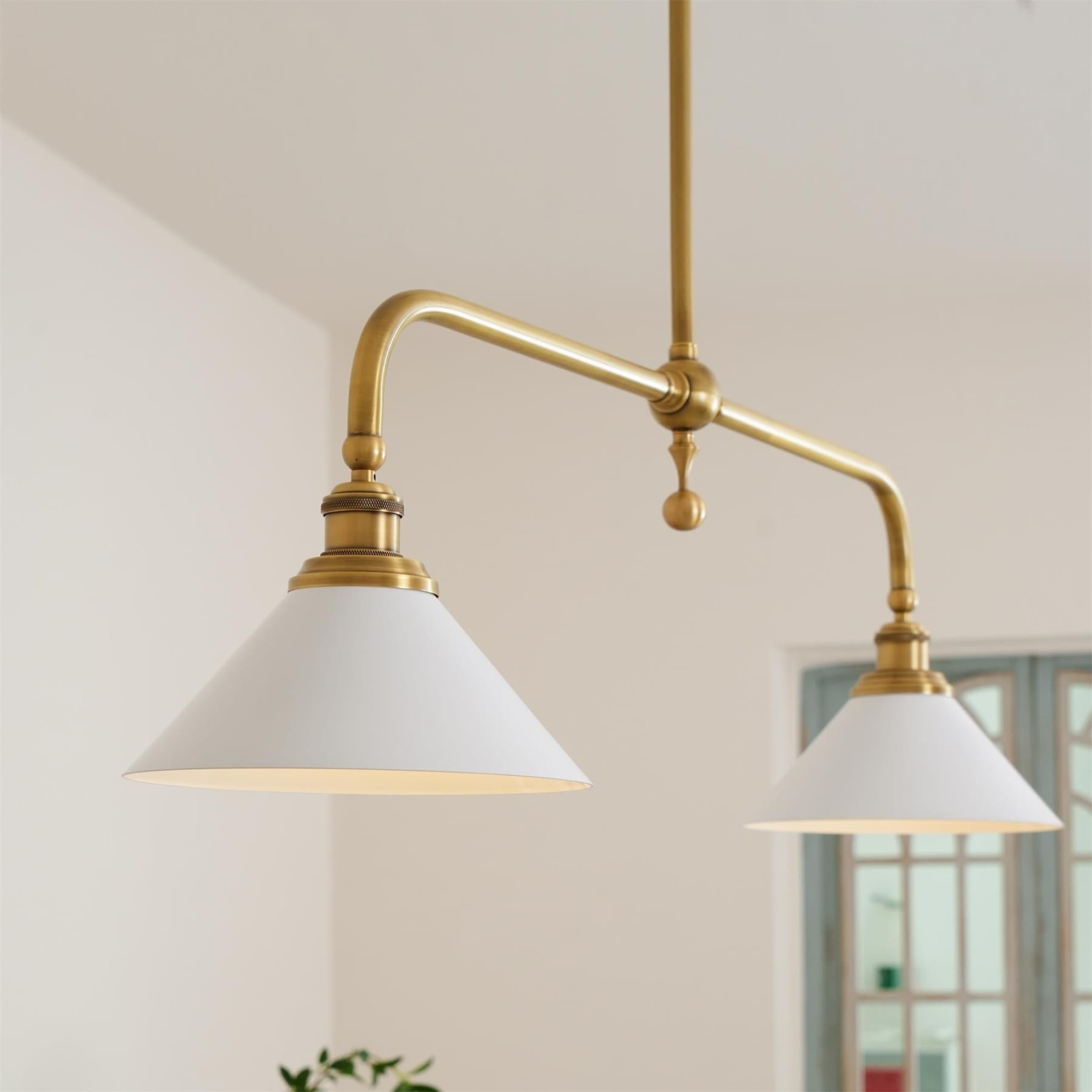 Modern Brass Pendant Light With Ceramic Shades for Dining Room — Harbor Light Co.